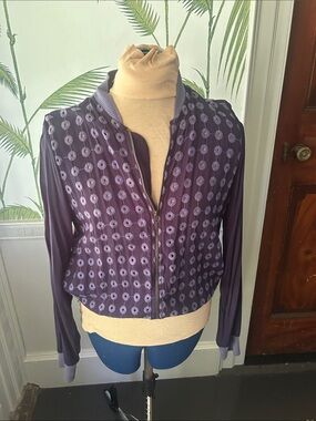Navy Patterned Zip-Front Bomber Jacket